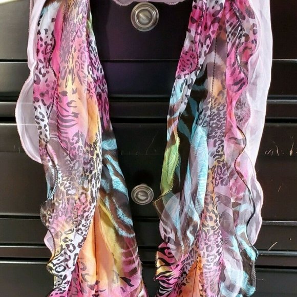 Multi-Color Animal Print Design Double Layer Scarf - Picture 11 of 12